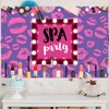 Spa Party Makeup Birthday Backdrop Banner Decorations Pink for Girls