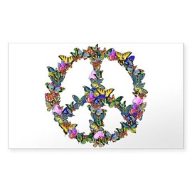 CafePress Butterflies Peace Sign Rectangle Bumper Sticker Car Decal