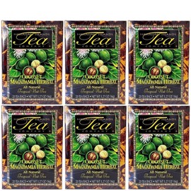 Hawaiian Islands Coconut Macadamia Herbal Tea, All Natural Tea - 20 Teabags Per box (120 Tea Bags (Pack of 6))