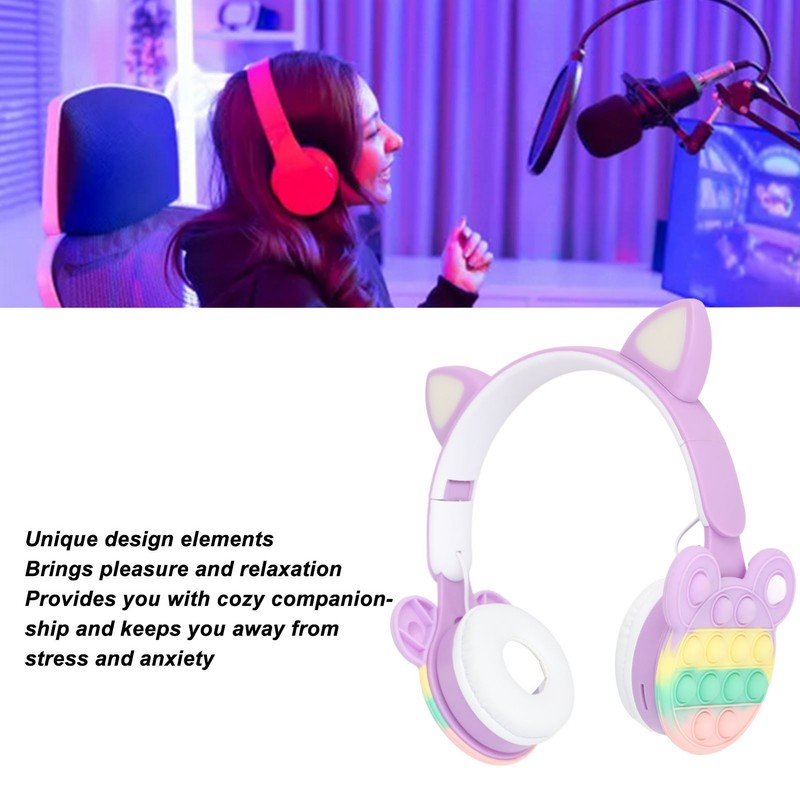 Bluetooth Cat Ear Headphones Fashionable Light Up Wireless Headset for
