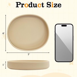 BNOSDM Silicone Dog Food Plate Shallow Dog Bowl Flat Cat Dish 1 Pack Small Puppy Plates for Small Dogs and Cats Whisker Fatigue Pet Feeding Bowls for Dry and Wet Food (Beige)