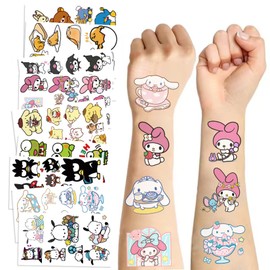 Cartoon My Melody Kuromi Cinnamoroll Pompompurin Keroppi Temporary Tattoos & Face Stickers For Kids,Party Favors,Tattoos Art Make up Deco BJHSL
