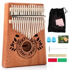 UNOKKI 17-Key Kalimba Thumb Piano - Holiday Stocking Stuffer & Fun Gifts - Portable Mahogany Percussion Instrument - Christmas Gift Beginner Tuning Set, Music Instruments for Kids - Mbira, Light Brown