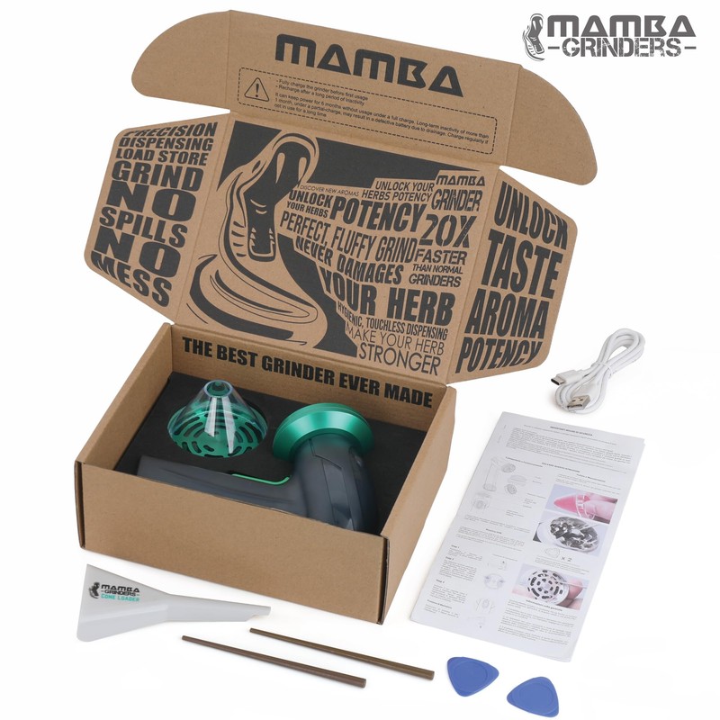 Mamba Monster 3.5g Green USB Electric Herb Grinder. Large Capacity