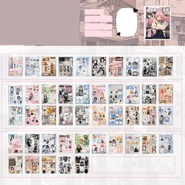 Alideco 45pcs Scrapbook Stickers Vintage Cartoon Character Dessert Food Sticker Book for Adults Sticker journaling Stickers for Scrapbooking (huawuxiaozhi)