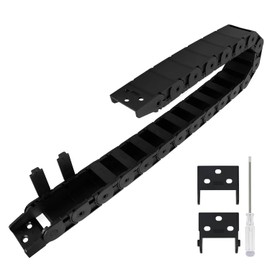 LMioEtool R38 18mm x 37mm(Inner H x Inner W) Black Plastic Cable Wire Carrier Drag Chain 1M Length for CNC, with End Connectors - Semi Enclosed Type (Inner Side openable)