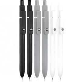 0.5mm Japanese Retractable Black Ink Gel Pens Fine Point, Quick Dry, Smooth Writing for Journaling, Office, School(6PCS)