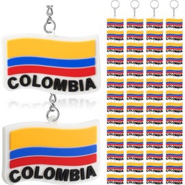 Kathfly - Llavero de silicona con bandera de Colombia, 60 unidades, con clips para llavero, recuerdo de Colombia, para hombres y mujeres, accesorios del equipo nacional de fútbol de la historia