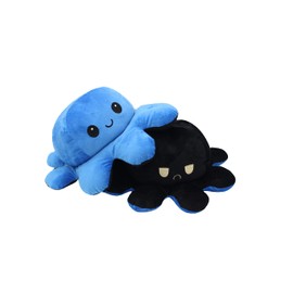 KUNSTIFY XXL Octopus Toy, Mood Toy, Cuddly Toy To Express Your Mood without Words, 40 cm, Blue, Black