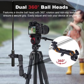 Mechrig Double Clamp Mount,Double Super Clamp Camera Mount with 360° Ballhead Magic Arm for Desk, Cross Bars,Tripod, Handlebar Studio Light Stand Holder Photography Reflector, Flag, Umbrella,JC025