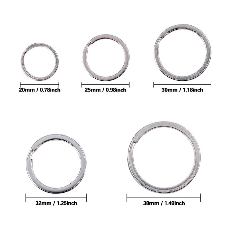 Swpeet 60 Pcs Assorted Multi-Purpose Metal Keychain Rings Split Keyrings