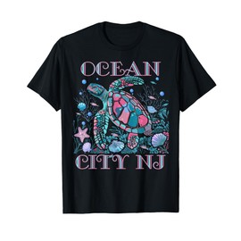 OCEAN CITY NJ TURTLE LOVER COLORFUL BEACH SOUVENIR T-Shirt