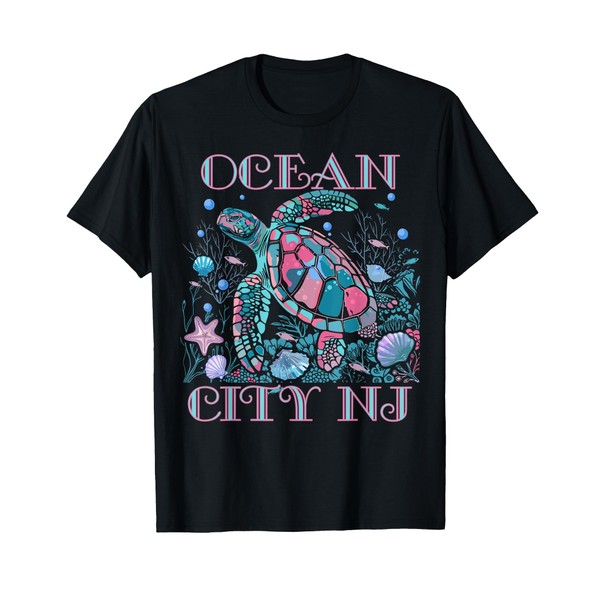 OCEAN CITY NJ TURTLE LOVER COLORFUL BEACH SOUVENIR T-Shirt