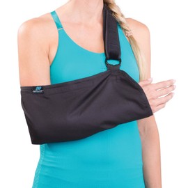 DonJoy Advantage DA161AR01-BLK Comfort Shoulder Arm Sling for Immobilization of Shoulder, Arm, Hand, Wrist Injuries, Adjustable Cotton, Left or Right fits 10.5, 18"
