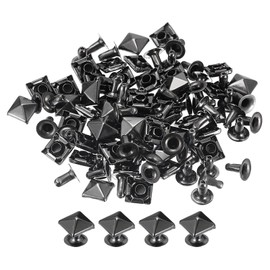 sourcing map Set of 100 Spike Rivets 7 mm Pyramid Quick Rivets Square Punk Spikes Leather Craft Decoration for Clothing Belt Bags Shoes Gunmetal