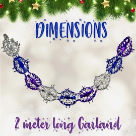 HOVUK® 2M Each 5Pcs Christmas Foil Hanging Decorations, Foil Star Christmas Garlands Wall Ceiling, Xmas Home Décor Party Supplies (Purple,Silver,Blue)