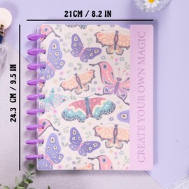 MGGAO Disc-Bound Butterfly Journal Planner for Women & Men, Lined Notebooks, 200 Pages, College Ruled Journals Notebook for School Office