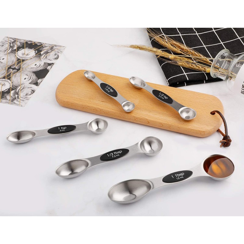 Magnetic Measuring Spoons Set of 5 Stainless Steel Dual Sided
