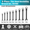 DURATECH 9-Piece Flex-Head Ratcheting Wrench Set, Combination Wrench Set, 72
