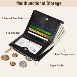 Lapensa Small wallet for Women RFID Blocking Bifold Zipper Pocket Credit Card Holder with ID Window-mini wallet for women and girls (khaki)