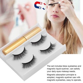 Magnetic Eyelashes Set, 2 Pairs of 5 Magnet False Eyelash Set Waterproof Lasting Eyelash Extension Magnetic Liquid Eyeliner for Salon and Household(2#)