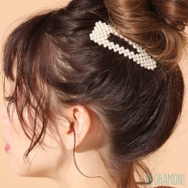 ALOHAMONI Pearl Hair Clip, Rich Pearl, Hairpin, Barrette, Banana Clip, Big, Large, Sleep, Patched, Bangs, Hair Accessories, Hair Closure, Korean Orchan (Triangle)