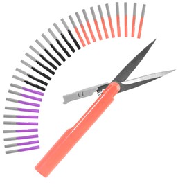 BambooMN Penblade Pen-Style Portable Travel Scissors Bulk Pack - Living Coral, Purple, & Charcoal - 10 Pairs Each