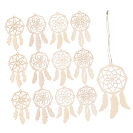 Sosoport 40pcs Wooden Dream Catcher Wall Hanging Paintable Rustic Room Decor with Delicate Wood Carving for Unique Home Art and Dream Catching