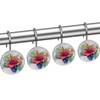 FVQL Shower Curtain Hooks Decorative, Flower Hibiscus and Leaf, Set