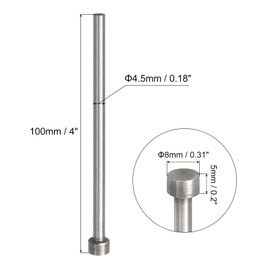 uxcell Straight Ejector Pins, 4.5mm (11/64") Dia. 65Mn Steel Round Tip Punch 100mm (4") Long for Mechanical Maintenance 5Pcs