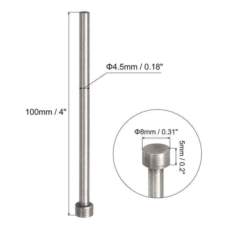 uxcell Straight Ejector Pins, 4.5mm (11/64") Dia. 65Mn Steel Round