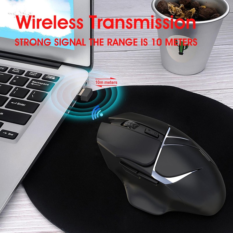 HXSJ Wireless Mouse 2.4G Rechargeable Gaming Backlit PC Laptop Desktop