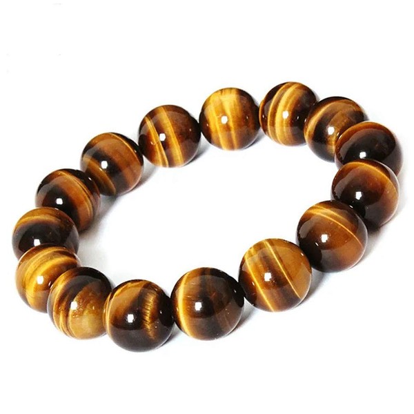 Tiger Eye Bracelet with Darker, Powerful Tiger Eyes Brings Luck with Money, Work, Gambling, Wards Away Bad Fortune, Good Luck Bracelet, Natural Power Stones - 12mm