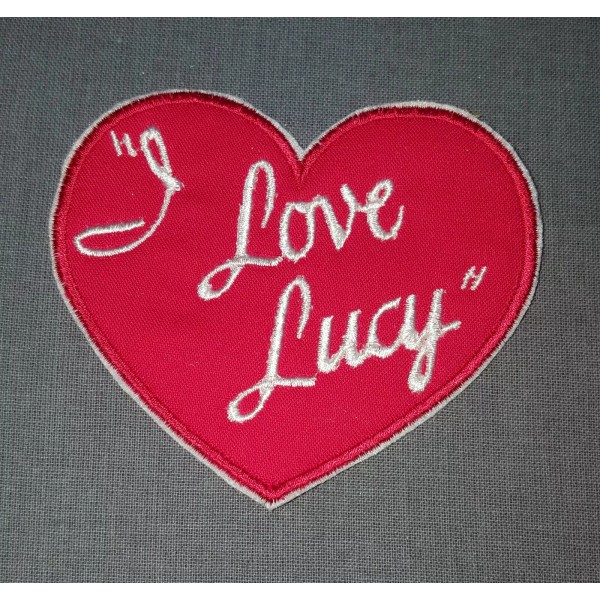 Handmade I Love Lucy Red Heart   Iron on Embroidered Applique