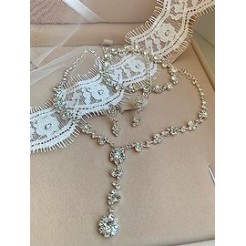 ONDEGO¬Æ 3er Set Y SILBER Strass Schmuck Kette Schmuckset Armband Hochzeit Collier Halskette Brautschmuck Kommunion Ball Abiball