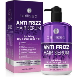 BELLISSO Anti Frizz Hair Serum for Frizzy and Damaged Hair - Humidity Treatment Control - Styling and Smoothing Products for Women and Men - 8.45 Fl Oz