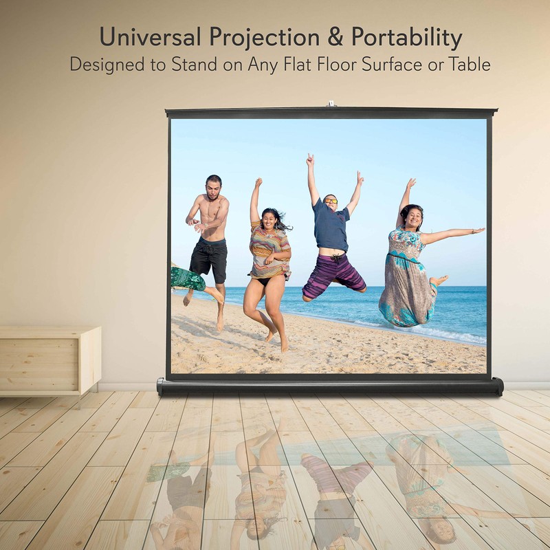 Pyle 50 Inches Projector Screen Portable Floor Standing Fold-Out Roll-Up