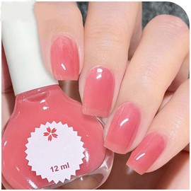 Nude Pink Quick Dry Nail Varnish - Pink Glitter Polish for Jelly Nails - Long Lasting, No UV Lamp Needed - DIY Christmas Nail Art for Kids At Home