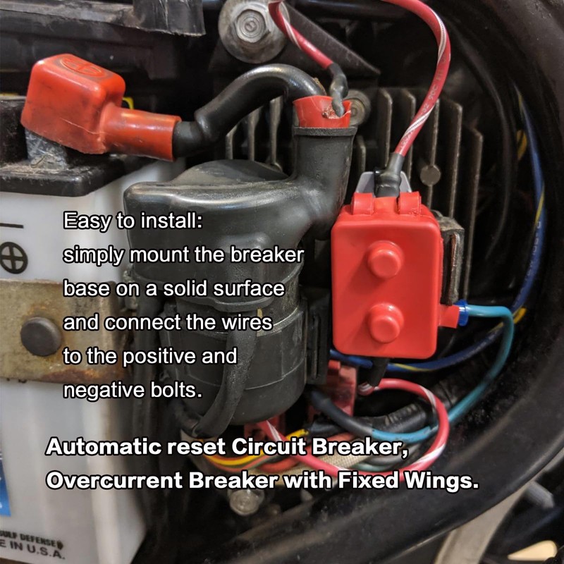 AMOMD 50 Amp 12V-24V Automatic Reset Circuit Breaker with Red