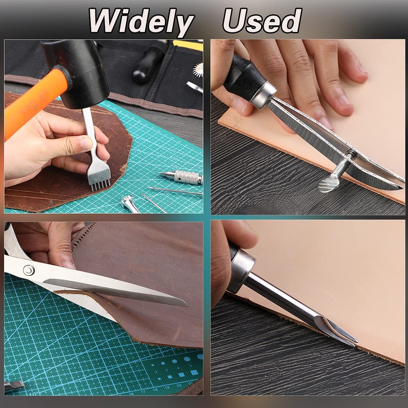 328PCS Leather Working Kit, Leather Working Tools with Manual -