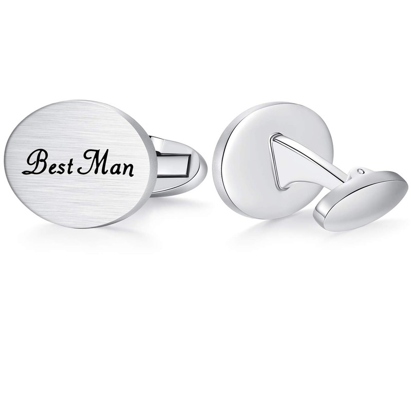 HONEY BEAR Oval Wedding Cufflinks for Men Wedding Gift Stainless