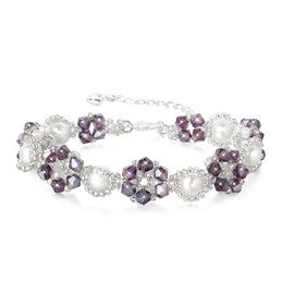 AUDLFXDIY Kendra Scott Women's Pearl Bracelet - Purple Floral Design Fashion Jewelry
