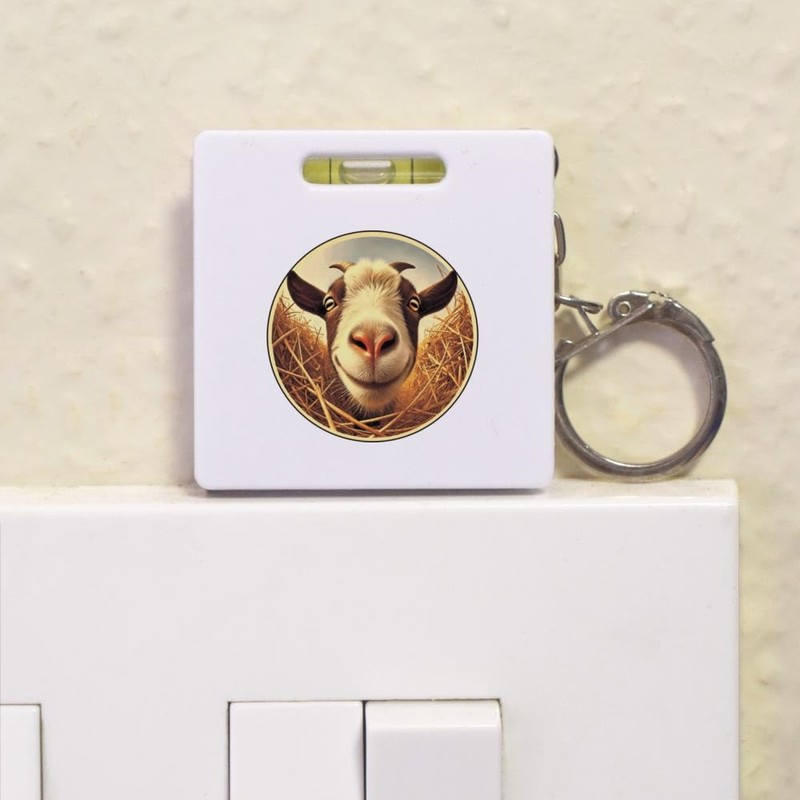 'Smiling Goat' Keyring Tape Measure/Spirit Level Tool (KM00041693)