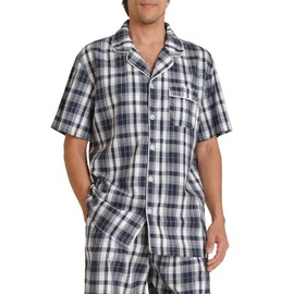 Latuza Men's Button Down Pajama Top 2 Pack Cotton Sleep Shirt L NavyWhite NavyRed
