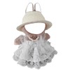 4-Piece White Rose Lace Dress for 5.9-6.7"(15-17cm) Dolls,Includes Dress,Straw Hat,Rhinestone