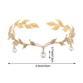 DonLeeving Elegant Rhinestone Leaf Wedding Tiaras and Crowns Crystal Pendent Tiara Headband for Bride Bridesmaid Birthday Crown Cosplay Accessories for Women