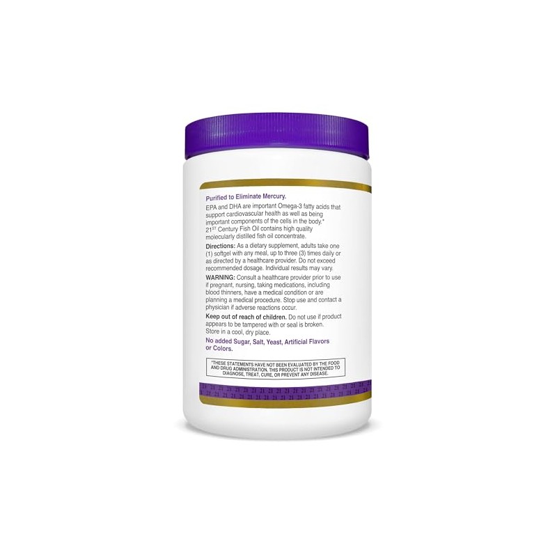 21st Century Fish Oil 1000 mg Softgels, 300 Count