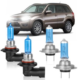 XRDHJI Fit for Suzuki Grand Vitara 2006-2013 High Performance Halogen Headlight Bulbs,9005 High Beam +H7 Low Beam Headlamp Replacement Bulbs Kit, Plug and Play,Pack of 4