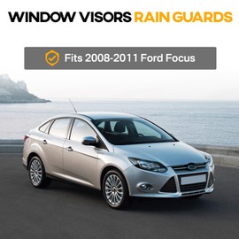 Viimepis Window Visors Rain Guards Tape-On Compatible with 2008-2011 Ford Focus, Slim Style Side Window Deflectors Shield Shade 4 Pieces for 2009 2010 Focus