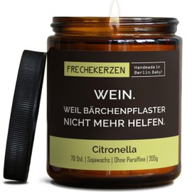 Lustige Citronella Kerze mit Spruch für Wein Liebhaber | Handgemacht aus Sojawachs | In Geschenkbox | Nachhaltiges Geschenk | Kleines Geschenk für Wein Trinker, Säufer Enthusiasten